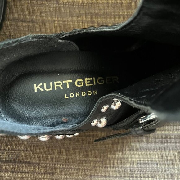 Kurt Geiger London Sybil Black Leather Studded Ankle Bootie Size 36 (6) - Picture 7 of 8